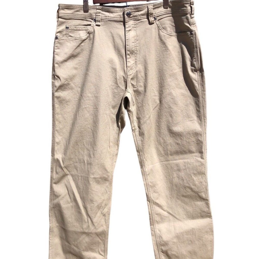 Duluth Trading Co Pants Mens 36x32 Beige Flex Fire Hose Relaxed Work Stretch